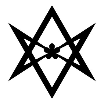 Thelema Unicursal Hexagonal symbol Unprocessing hexagram Telemma sacred geometry icon black color vector illustration image flat style