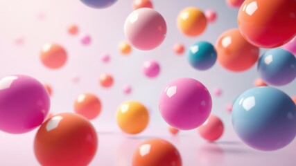 Floating Pastel Spheres Abstract Background Image of Shiny Colorful Balls in Motion