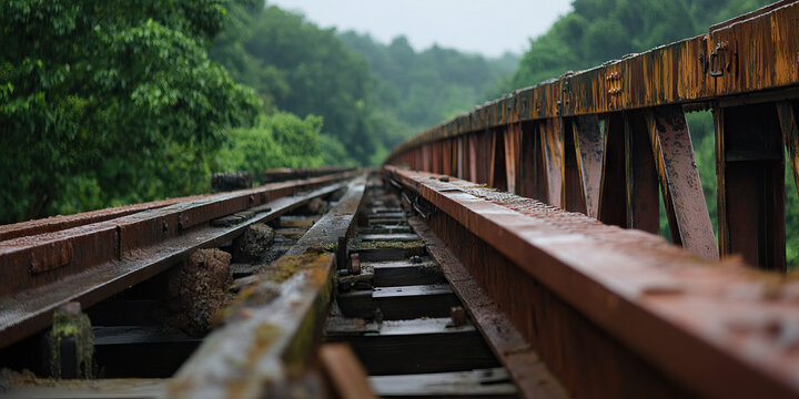Rusty Railway Bridge Track and Structure