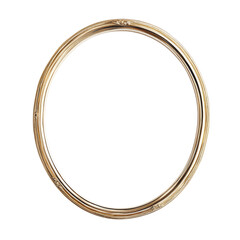 A close-up shot shows an ornate gold circular frame isolated against a black background the frame is empty and ready for a picture or artwork