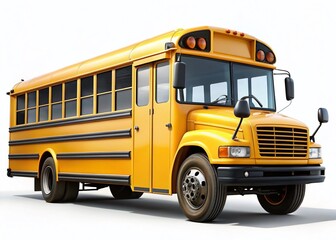 Yellow School Bus Isolated, Right-Side Composition,  Perfect for Back to School Designs