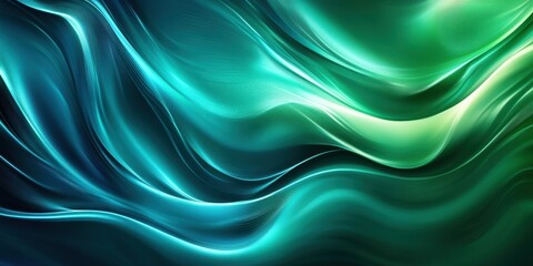 Fototapeta premium Vibrant green and blue abstract waves with flowing energy and light