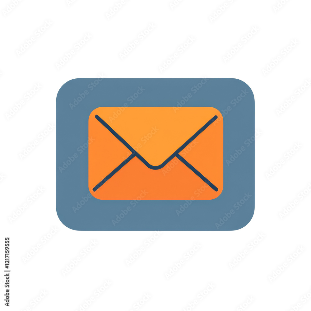 Poster the image shows a stylized graphic icon of an orange envelope within a blue square, representing ema