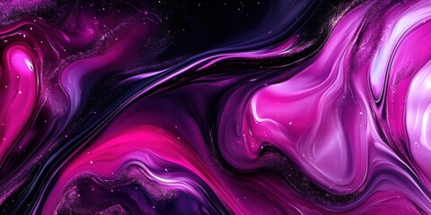Fototapeta premium Vibrant purple and pink abstract fluid art painting with swirling patterns