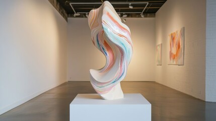 International Museum Day Abstract ceramic sculpture in modern art gallery with vibrant colors
