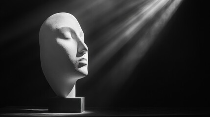 International Museum Day Serene stone sculpture in dramatic light