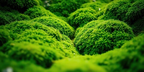 Lush Green Moss Texture Close-Up View of Vibrant, Soft Moss