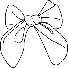 Decorative tie bow for hair in sketch doodle style. Vector illustration