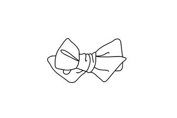 Decorative ribbon hair bow in sketch doodle style. Vector illustration