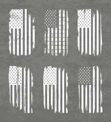 grunge USA flag set vector, grunge, flag, silhouette, independence, July, 4th of July, 4th July, flag silhouette