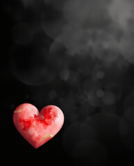 Obraz premium Blurry background highlights a vibrant watercolor heart symbolizing love and affection in an artistic expression of emotion
