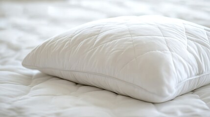 Obraz premium Soft White Pillow on Cozy Bed Linen