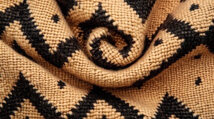 Fototapeta premium Detailed Traditional Alpaca Wool Blanket with Intricate Diamond Motifs and Earthy Tones