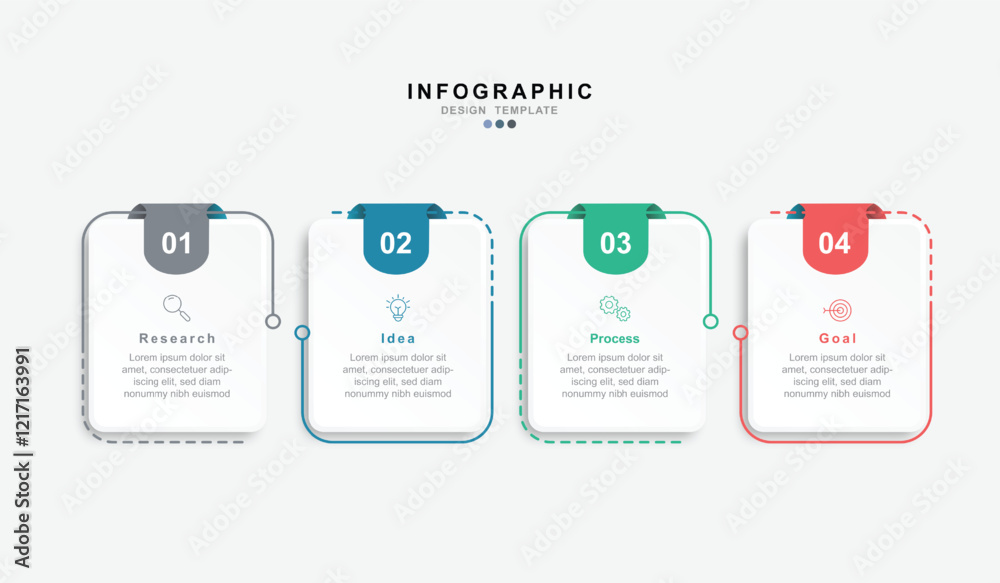 Poster Vector Infographic label design template with icons and 4 options or steps. for your business data. Vector Illustration.