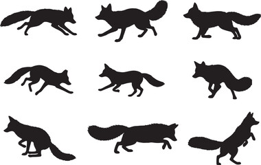 Fox Silhouettes, Vector Art of Graceful Wild Foxes