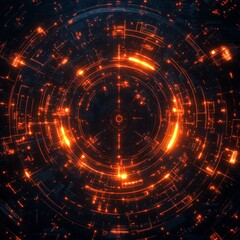 Fototapeta premium A circular circuit board with glowing connectors, representing technology and connectivity. Ideal for tech, electronics, and digital-themed visuals.