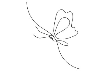 Butterfly Continuous one line art drawing with Color monarch butterflies isolated on the white background