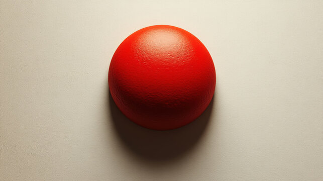 single bold red circle centered on plain white background, creating striking visual contrast that evokes sense of simplicity and focus