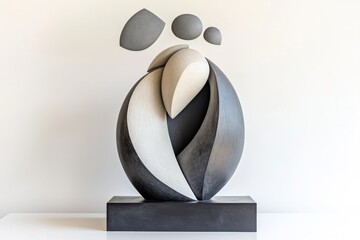 A simple representation of a person curled into a fetal position, with abstract shapes above them symbolizing intrusive thoughts, all in soft grays on a white background