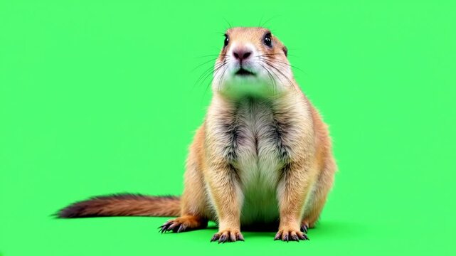 Prairie dog green screen studio shot, alert, wildlife, advertising