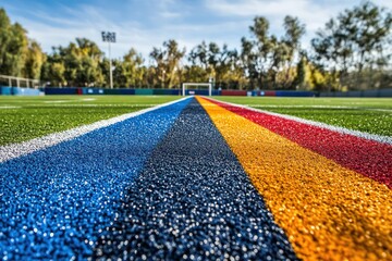 Team colors on a sports field representing unity and teamwork