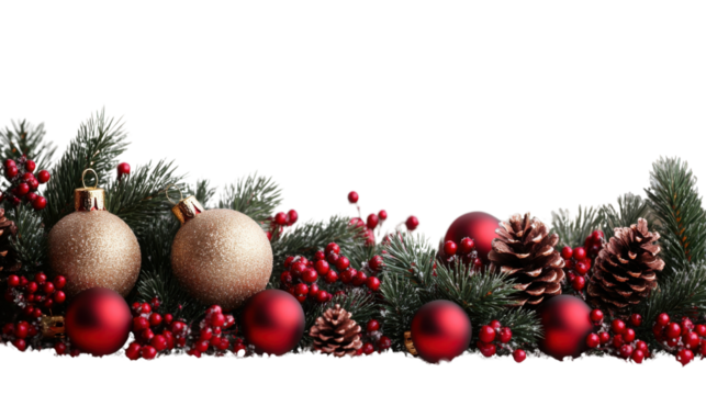 christmas background with red balls and fir branches