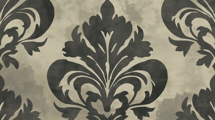Muted Vintage Damask Pattern in High-Quality Photorealistic Detail