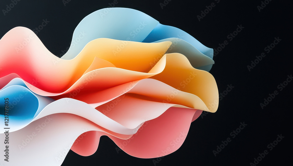 Wall mural vibrant abstract wavy composition featuring soft gradients and flowing colorful shapes