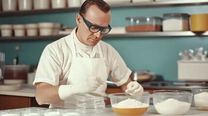 Baker Scientist Testing Yeast Activity in Commercial Bakery Lab