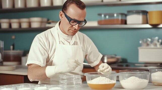 Baker Scientist Testing Yeast Activity in Commercial Bakery Lab