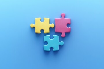 Obraz premium Colorful Puzzle Pieces on Blue Background