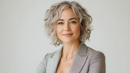 Fototapeta premium Confident Woman with Short Gray Hair