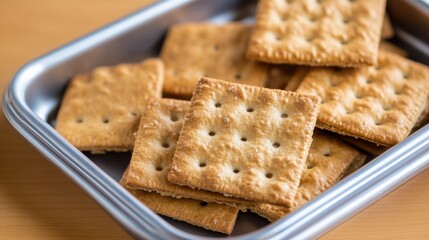 Crackers Served as Snacks on School Lunch Tray