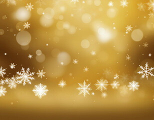 A golden and shimmering winter wonderland scene with falling snowflakes and twinkling lights, creating a magical and festive atmosphere.