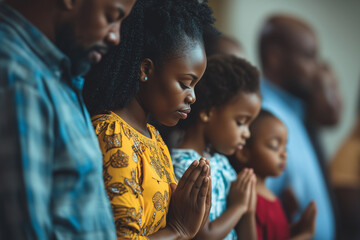 African family praying for god.