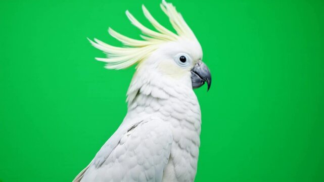 Sulphur-crested Cockatoo poses green screen studio