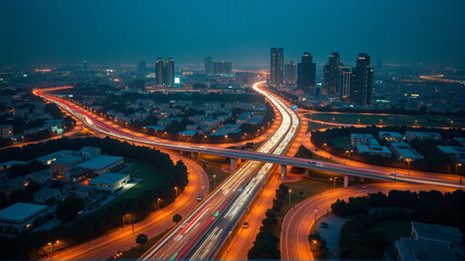 Obraz premium traffic on highway at night