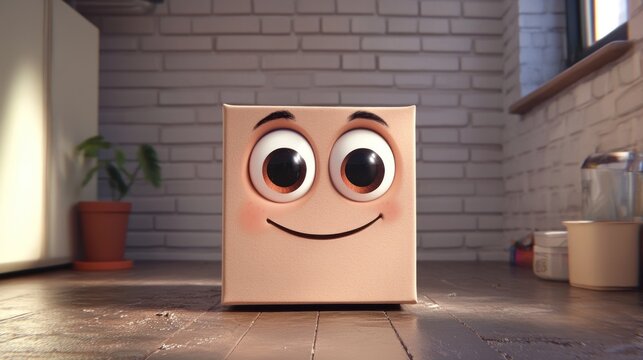 Happy box smiles kitchen floor sunlight