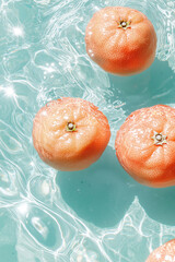 juicy sliced oranges floating on the water