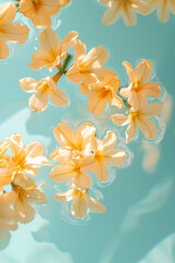 beautiful yellow flowers floating on the water