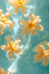 beautiful yellow flowers floating on the water