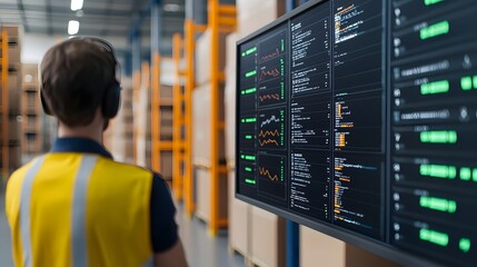 Digital Dashboard Displaying Real-Time Logistics Data in a Control Room