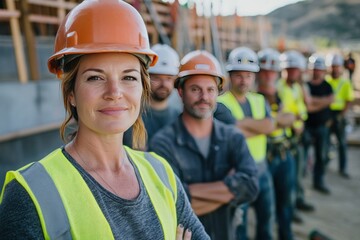 Confident Construction Team on a Job Site