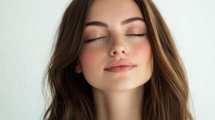 Fototapeta premium Beautiful Woman with Closed Eyes and Healthy Skin