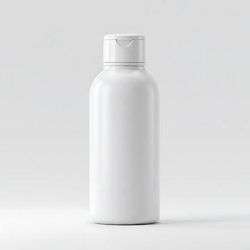 Blank matte cosmetic bottle with flip top cap mockup template for branding, 3d render illustration
