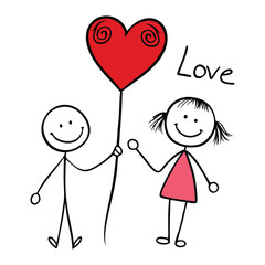 A charming stick-figure holding a heart on a stick, radiating love and warmth. Simple yet heartfelt, symbolising care, affection, and meaningful connections.