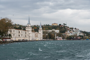 Kuleli Military High School is a military school. View from Bosphorus, Istanbul Turkey