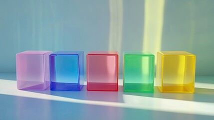 A vibrant arrangement of translucent cubes in a variety of colors,