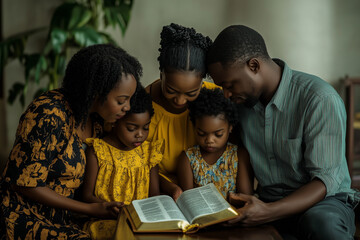 African family praying for god.