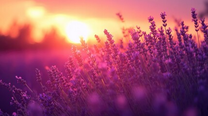 Naklejka premium A breathtaking lavender field stretches into the distance,